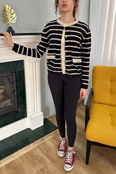 Butik ÇİZGİLİ KAHVE YUMOŞ HIRKA