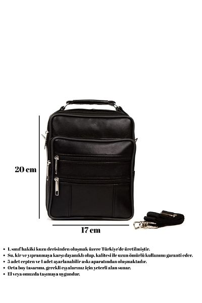 Newish Polo Alva Clup Genuine Leather Men's Hand and Shoulder Bag Black