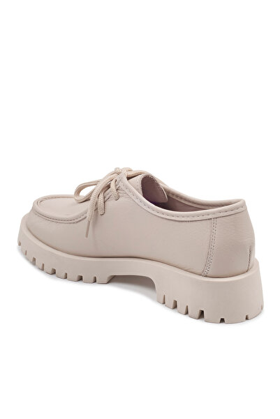 ZEYTUK Krem Deri Loafer Kadın Ayakkabı