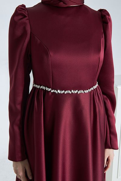 Azeem Adel - Matte Satin Hijab Evening Dress, Graduation, Engagement, Wedding, Promise Dress