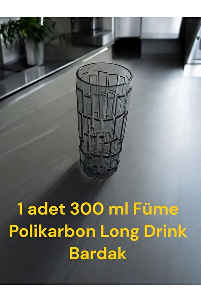 GastroPlast 1 ADET 300 ML , FÜME , LONG DRINK POLİKARBON PLASTİK BARDAK ( DİK...
