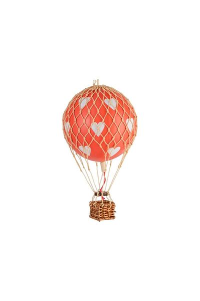 Authentic 1928 Hot Air Balloon Decoration, Authentic Models, Floating The Skies, Red Hearts, 8.5x8.5x13 Cm