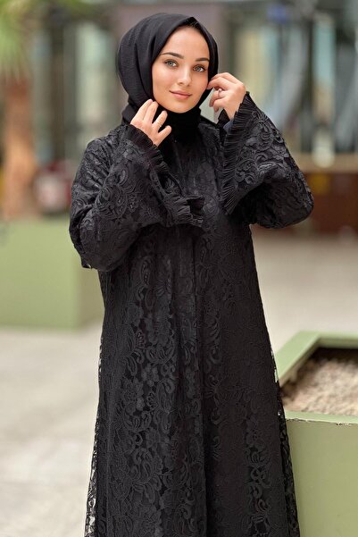 GİZAY Gizay Sleeves and Skirt Frilly Guipure Ferace