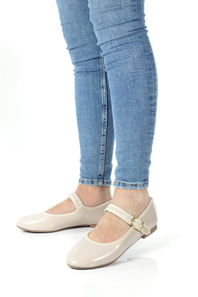 PAYZİN Babet din piele lacuita "TURKAN" cu vârf rotund și talpă plată, sezon nou