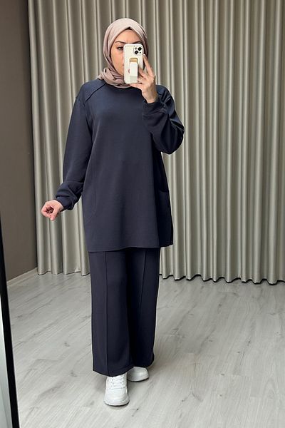 T Moda Store Comfortable Fit Modal Fabric Laser Cut Stitching Detailed Sports Hijab Suit