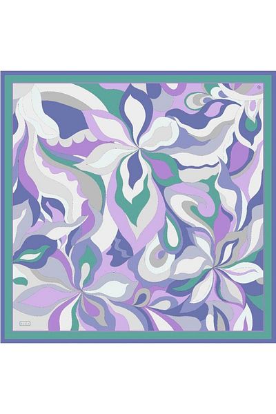 Belli Φουλάρι Pure Silk 4108d02 (Twill Silk) -3185 90 X 90 Πράσινο - Μωβ