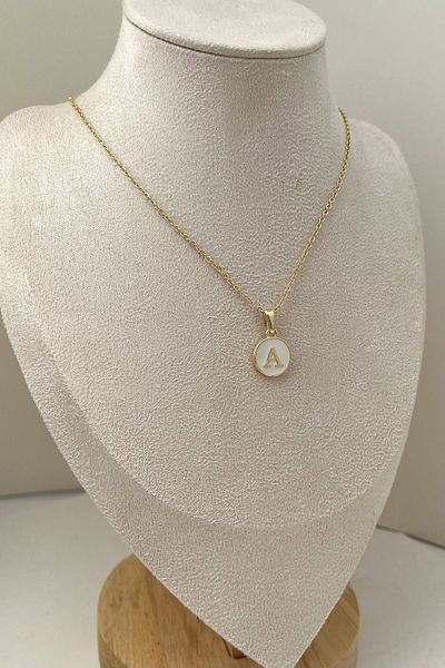 Modex Gold Colored Enamel Letter Necklace