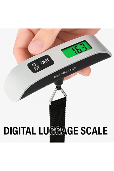 Busstier Dijital Valiz Bagaj Tartısı 50Kg LCD Ekranlı Sıcaklık Ölçerli Seyaha...