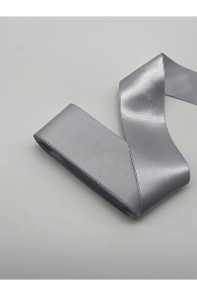 Ak Tuhafiye Gri Saten Kurdele 6 cm 10 Metre Geniş Saten, Bohça-Süsleme-Dekor Kurdela No:37