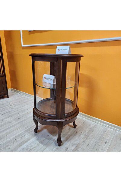 Evim Hizmet Ceviz Yuvarlak Camlı Gümüşlük Vitrin - Adrese Güvenli Teslimat