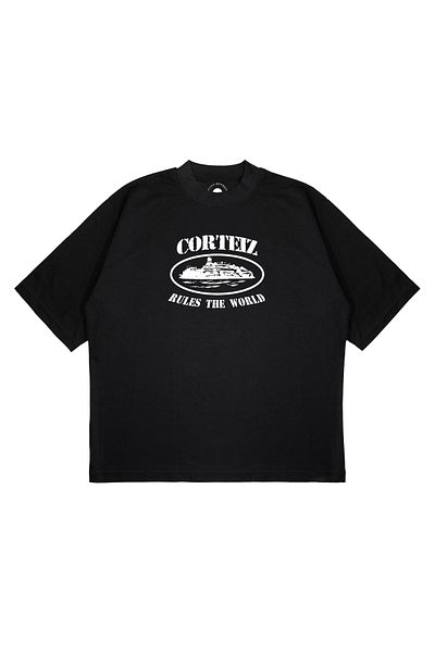 PURE EFFECT Tricou unisex oversize cu imprimeu Corteiz, țesătură groasă, cu potrivire pătrată