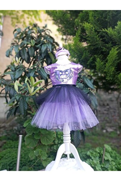 Niliya çocuk giyim Payetli Kuromi baskılı party tütü elbise