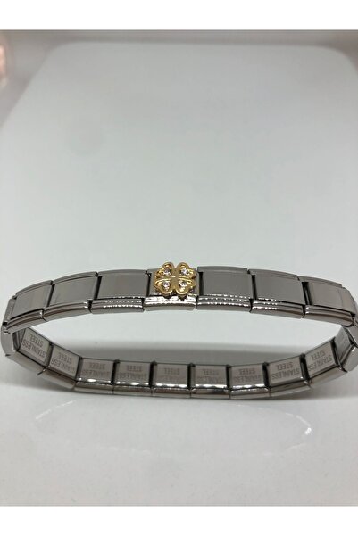 MeSin Store ÇELİK İTALYAN BİLEZİK VE ŞANS CHARMI YONCA CHARM ŞANS BİLEZİĞİ