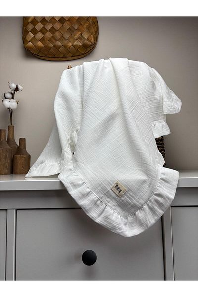 NOİSY TEKSTİL White 2 Layer White Burlap, 100% Knitted Gr Lykl Pumk 110X110 cm