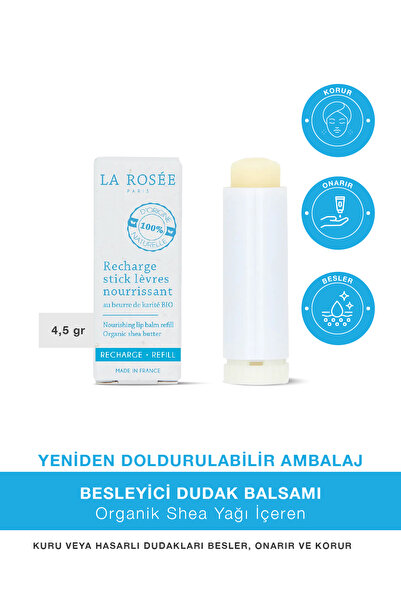 La Rosee Paris BESLEYİCİ DUDAK BALSAMI YEDEĞİ Organik Shea Yağı İçeren - 4,5 g