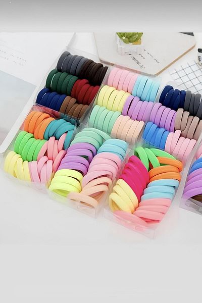 PREGIO Women's 100 Pieces Hair 2 Times Dollar Mixed Color Hair Rubber Towel Hairpin