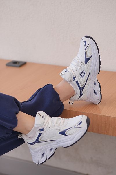 SOLAZER Women's White Navy Blue Sneaker Casual Sports Shoes 046