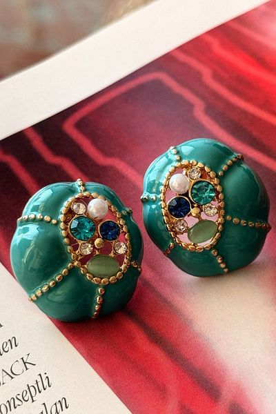 Trendy Butik Vip الأزرق المينا الأقراط الحجر الملون