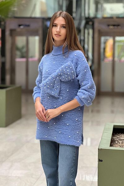 Ghisa Pulover Angora cu perle cu detaliu fundita