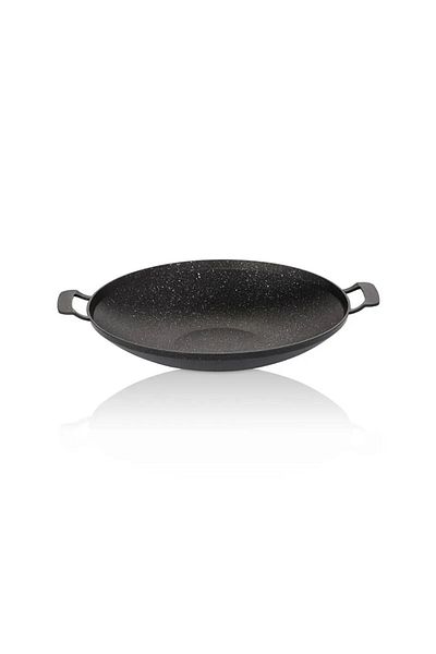 akpaınox Akpa Series 34 Cm Pit Pan Multi-Purpose Light Granite Cast Iron Sheet Roasting Double Handles 980gr Ak196