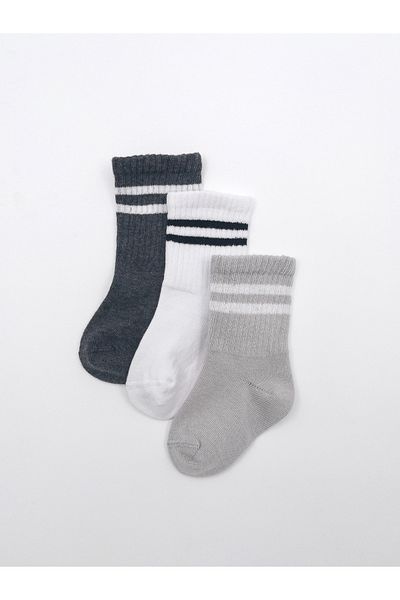 KARAMİLA 3 Pack Cotton Baby Socks / Striped Children's Socks