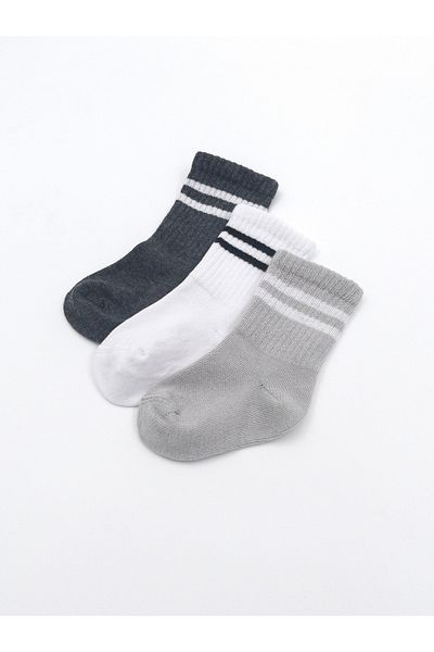 KARAMİLA 3 Pack Cotton Baby Socks / Striped Children's Socks
