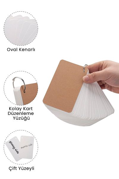 Copyder Note Cards, Metal Ring Flash Information Cards 1 Piece 50 Sheets Packed