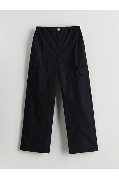 LC Waikiki Lcw Kids Black Elastic Waist Girls Cargo Pants