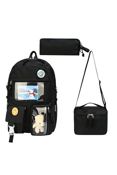 MUBO Korean Style School Bag with Accessories Girls' and Boys' Backpack and Lunch Box 3Pcs