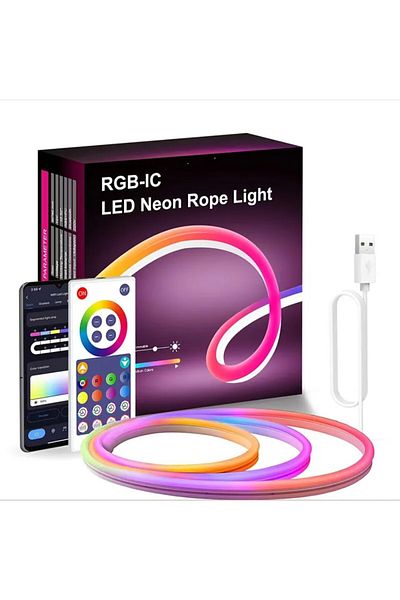Generic LED Neon Rope Light Tuya App and Remote Control RGB Smart Adjustable brightness flexible (3M)