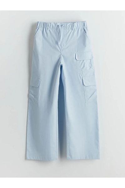 LC Waikiki Pantaloni cargo pentru fete LCW Kids Blue cu talie elastică