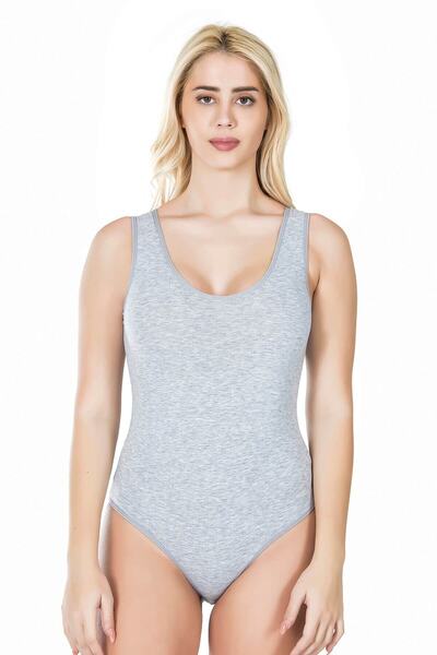 inkasole Body de damă cu bretele groase și închidere cu capse 315 Gri