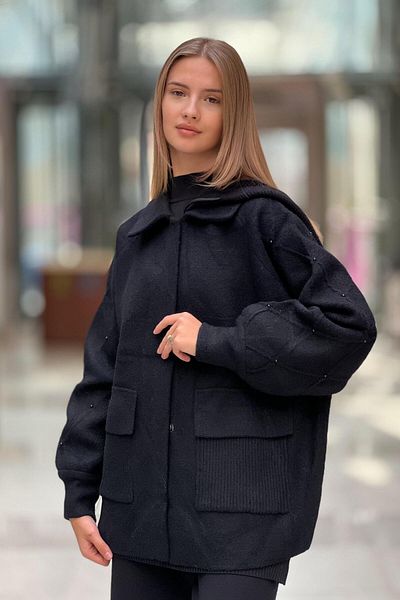 Ghisa Coat with Pearl Embroidered Sleeves and Hat Accessories