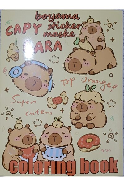 DerinHome Capy bara Boyama Kitabı Stickerlı Arka Kapak Kesilerek Maskeli Boya...