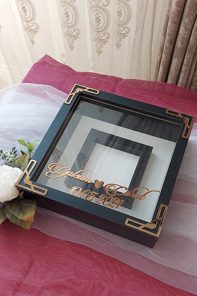 Verda Çerçeve 25X25 cm Memory Frame with Photo Section - 6 cm Depth Name and Date Gift