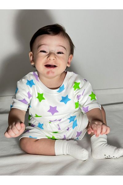 Drop Kids Children's Pajama Suit Short Shorts Star Pattern 100% Cotton