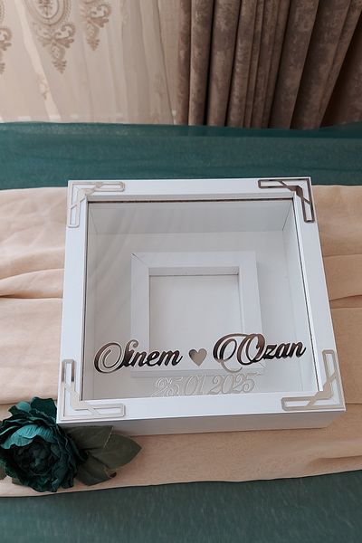 Verda Çerçeve 25X25 cm Memory Frame with Photo Section - 6 cm Depth Name and Date Gift
