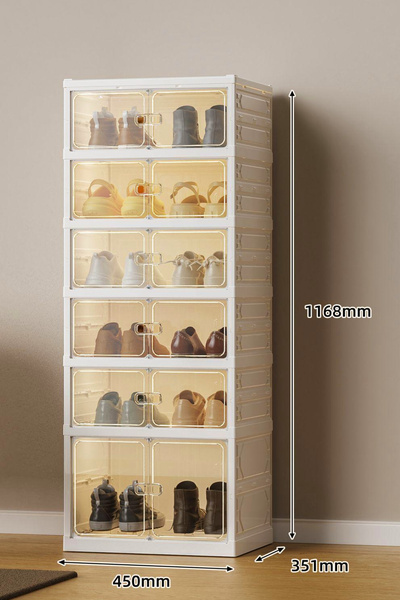 MissClean Toz Geçirmez Ayakkabı Dolabı Katlanabilir Şeffaf Büyük Boy Kapasiteli Ayakkabı Saklama Kutusu 6Katlı