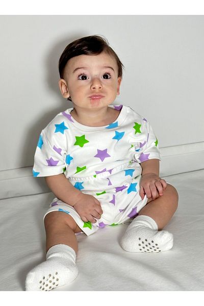 Drop Kids Children's Pajama Suit Short Shorts Star Pattern 100% Cotton