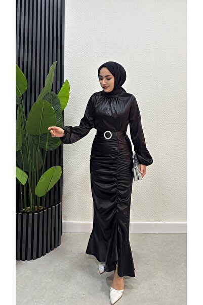 Fish Ruched Satin Dress