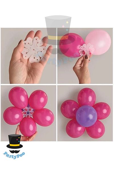 PartyPoo Daisy Balloon Apparatus 6 Pieces Transparent 7 cm