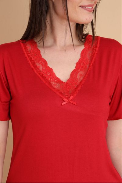 şuranur 100% Bamboo Lace Collar Detailed Pjama Set