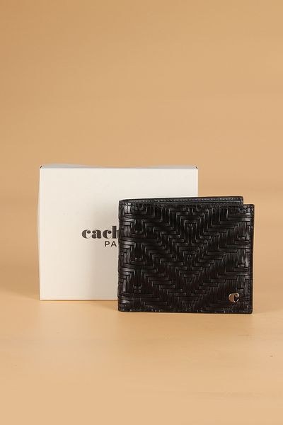 Cacharel 2363 Genuine Leather Men's Wallet Card Holder Black