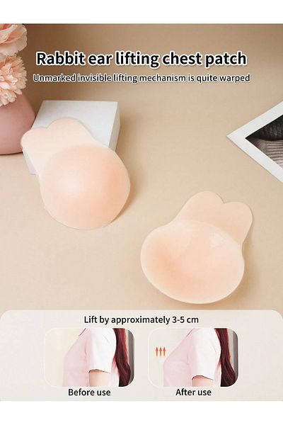 RENKLİFİRSATLAR Κολλώδες σουτιέν σιλικόνης Skin Silicone Rabbit Eared Chest Lifter Nipple Concealer
