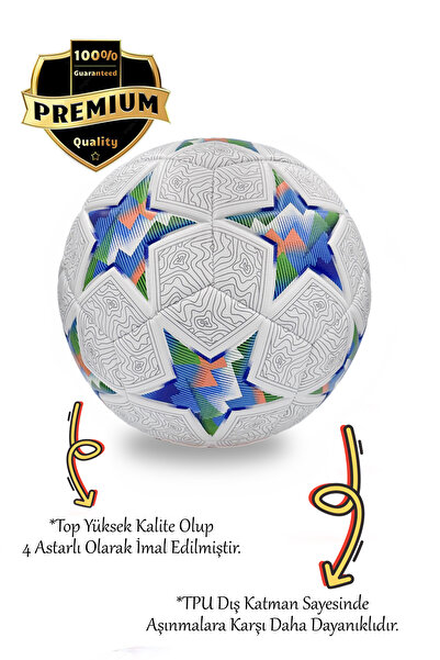 ALASTOR Orijinal Futbol Topu Şampiyonlar Ligi Pompalı 3'lü Set Sert Zemin Halı Saha Futbol Topu