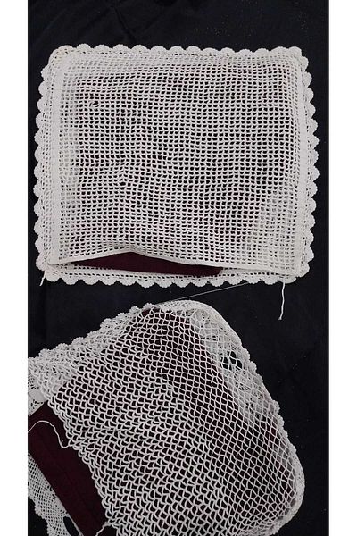 Papatyam Hand Knitted Crochet 2 Pieces 26X26 Throw Pillow Lace / Cotton Thread