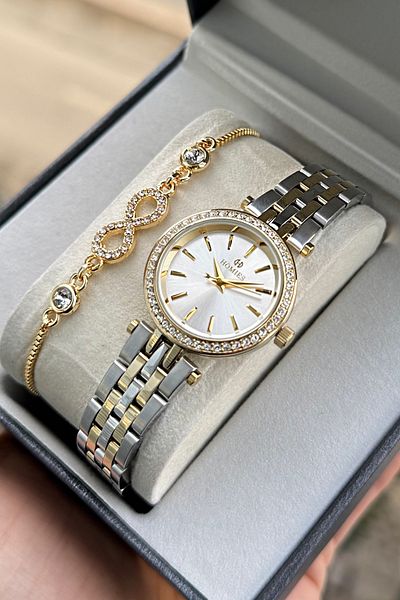 Homies Women's Wristwatch with Stone Small Case, 2 Years Warranty, Gift Box and Bracelet as a Gift.Hm143