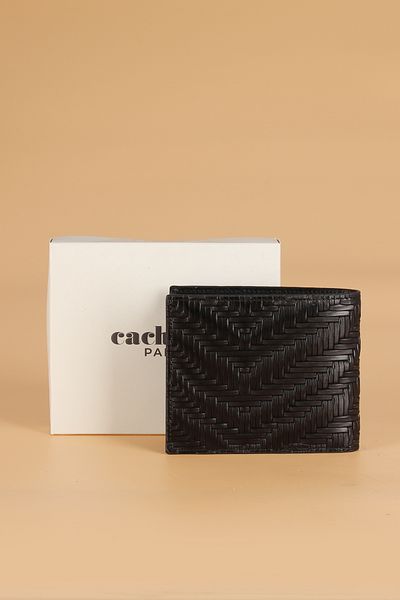 Cacharel 2363 Genuine Leather Men's Wallet Card Holder Black