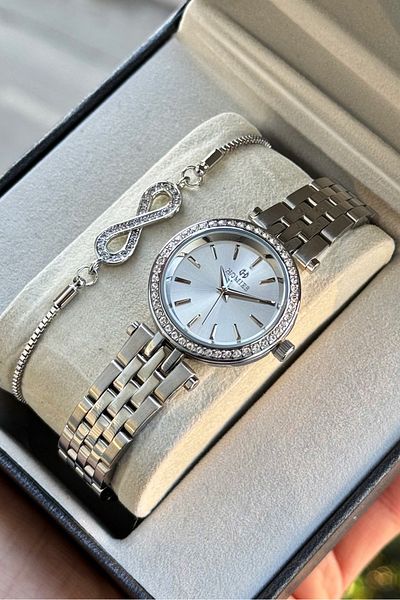 Homies Women's Wristwatch with Stone Small Case, 2 Years Warranty, Gift Box and Bracelet as a Gift.Hm143
