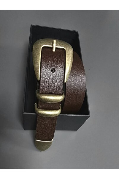 Kemerix 100% Genuine Leather Antique Coated Tool Buckle Bitter Brown Belt